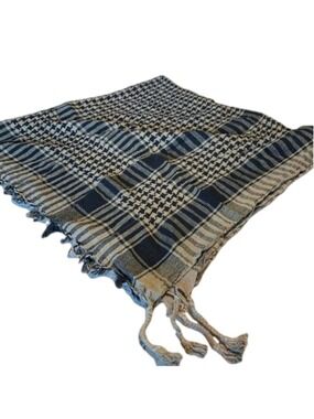 Woven taupe and black houndstooth square scarf